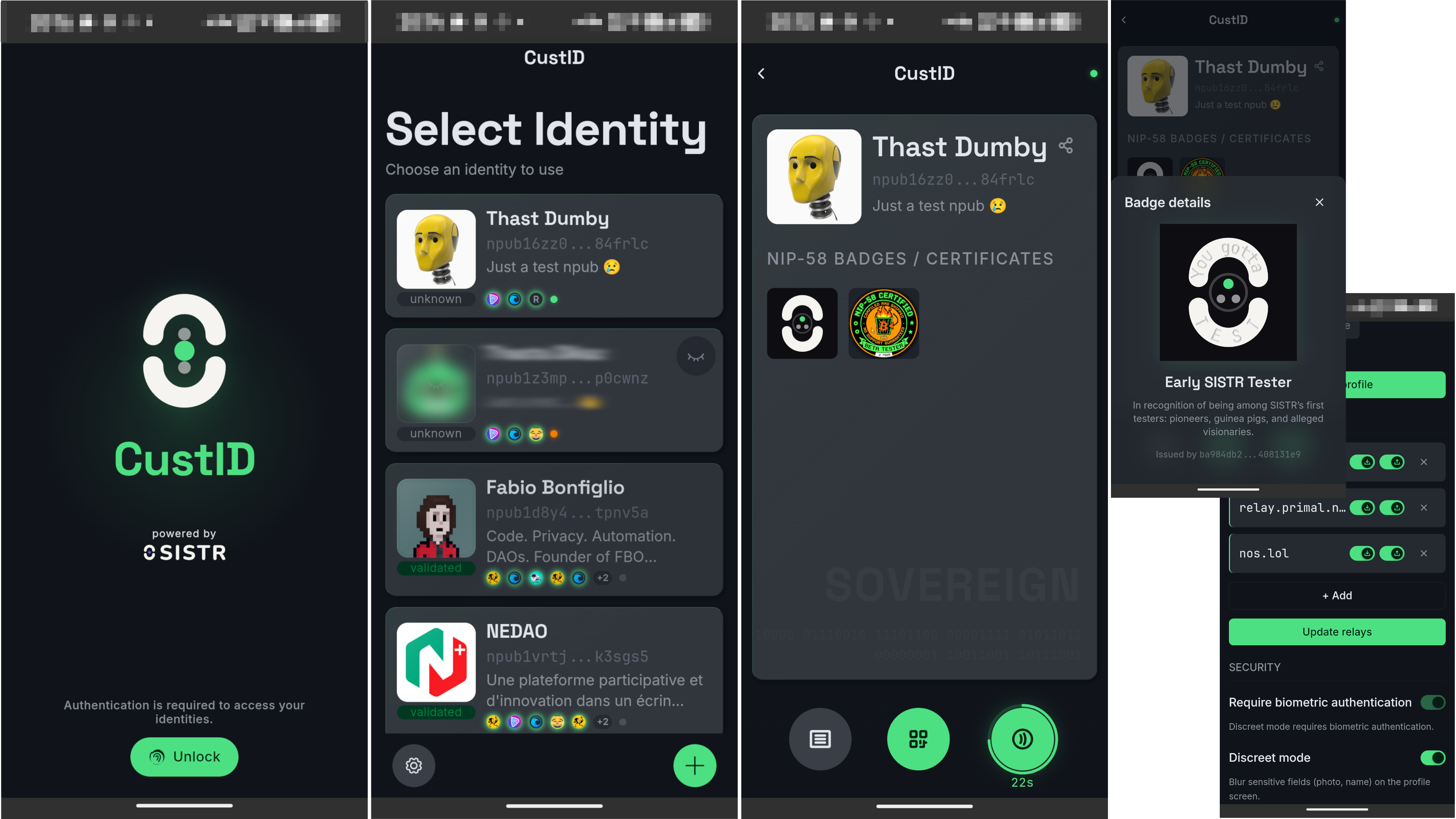 CustID mobile wallet screenshot